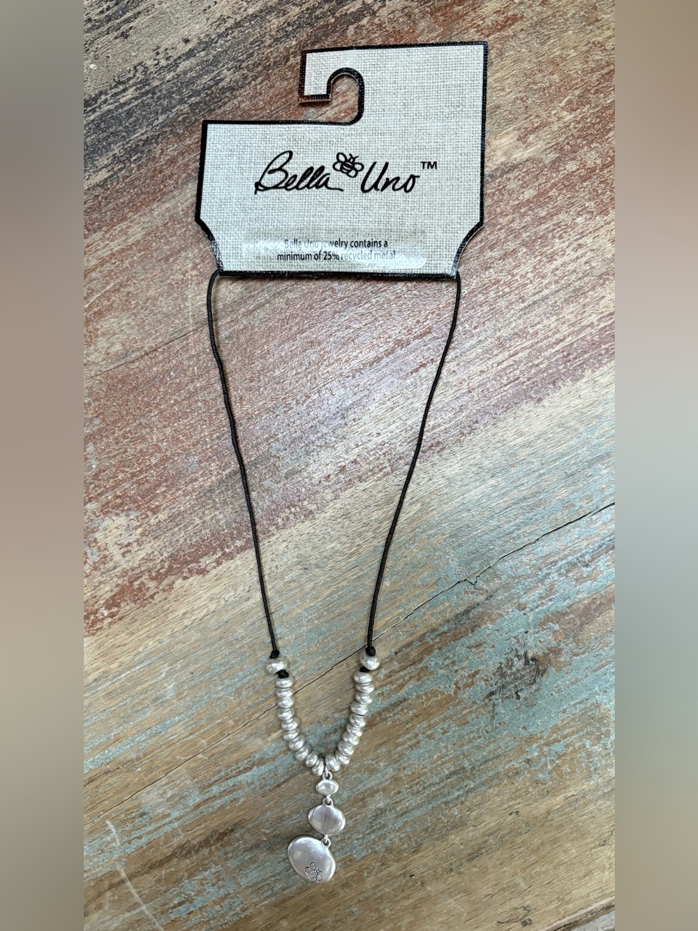 Silver Pearl Bead Necklace - Adjustable Cord